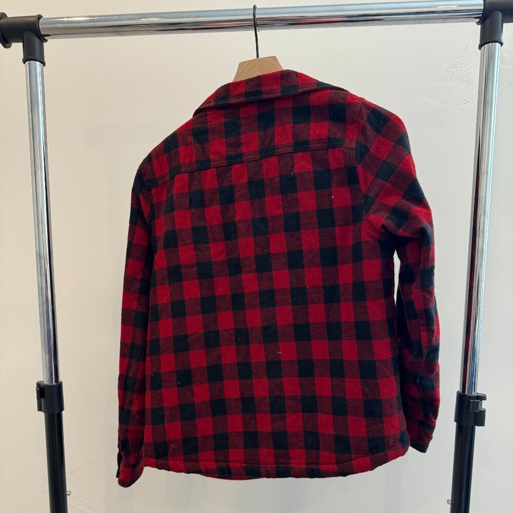 LL Bean Buffalo Plaid Flannel Sherpa Lined Button Hoodie Women (size xs)